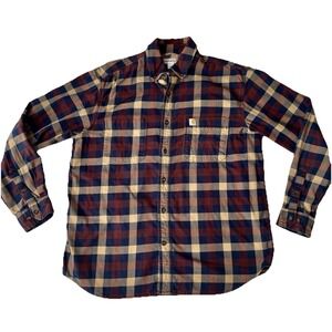 Carhartt Men's Casual Button Down Plaid Shirt Long Sleeve Relaxed Fit. Size L